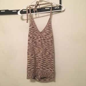 Brown and White Halter Cami Top M